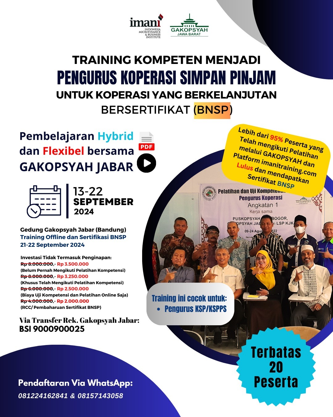 Sertifikasi Pengurus KSP dan KSPPS Batch 4! September 2024!