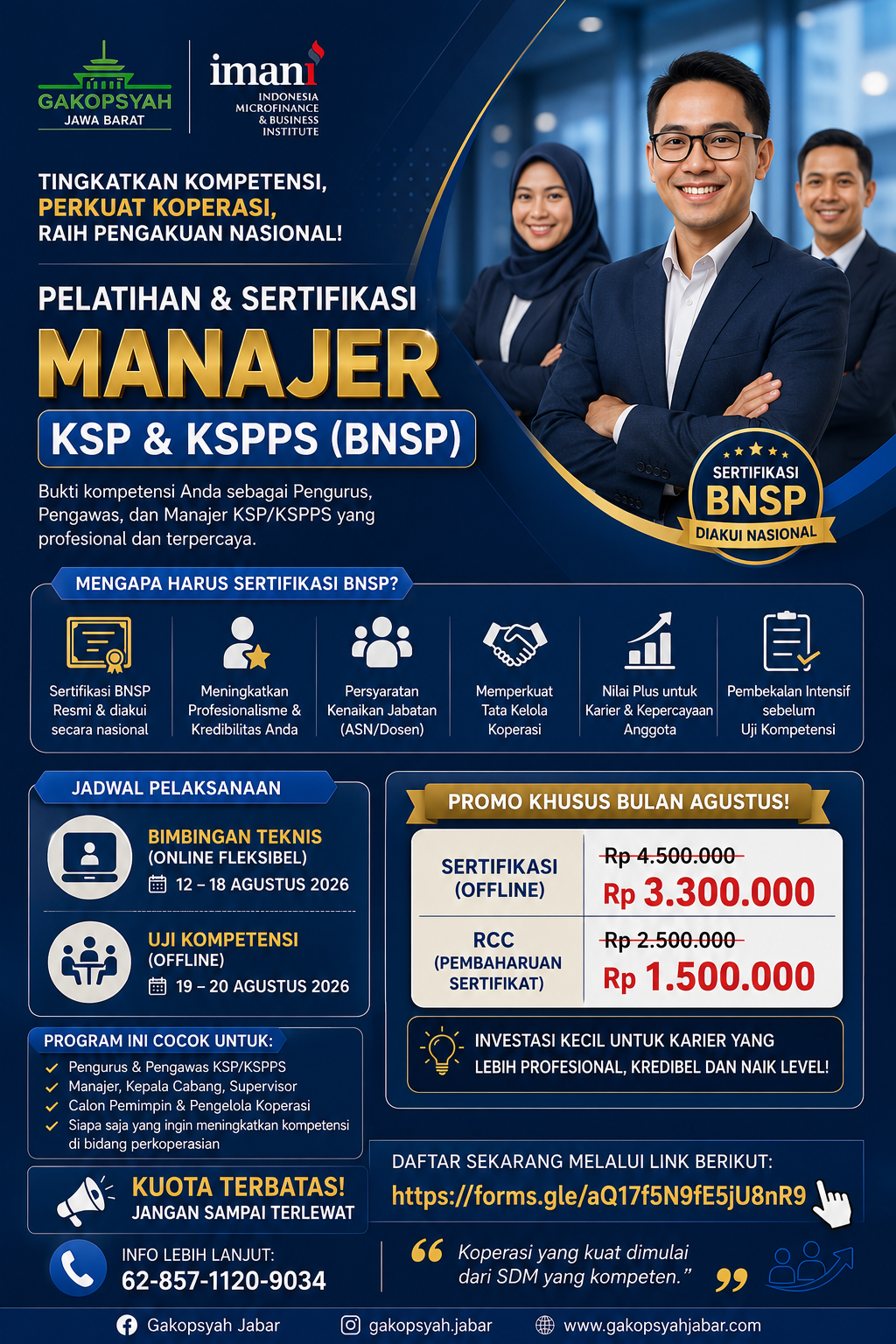 Pelatihan & Sertifikasi Manajer KSP/KSPPS BNSP Agustus 2026
